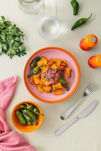 Romesco pasta med linquica
