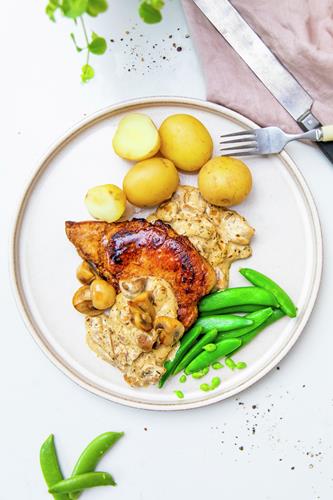 Svinekoteletter med svampesauce