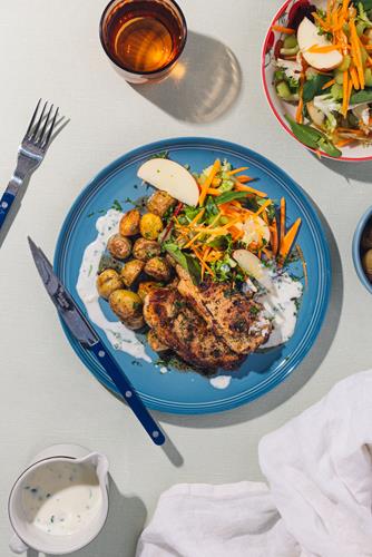 Svinekoteletter med persillesauce