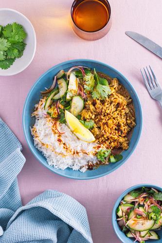 Keema mango curry med ris